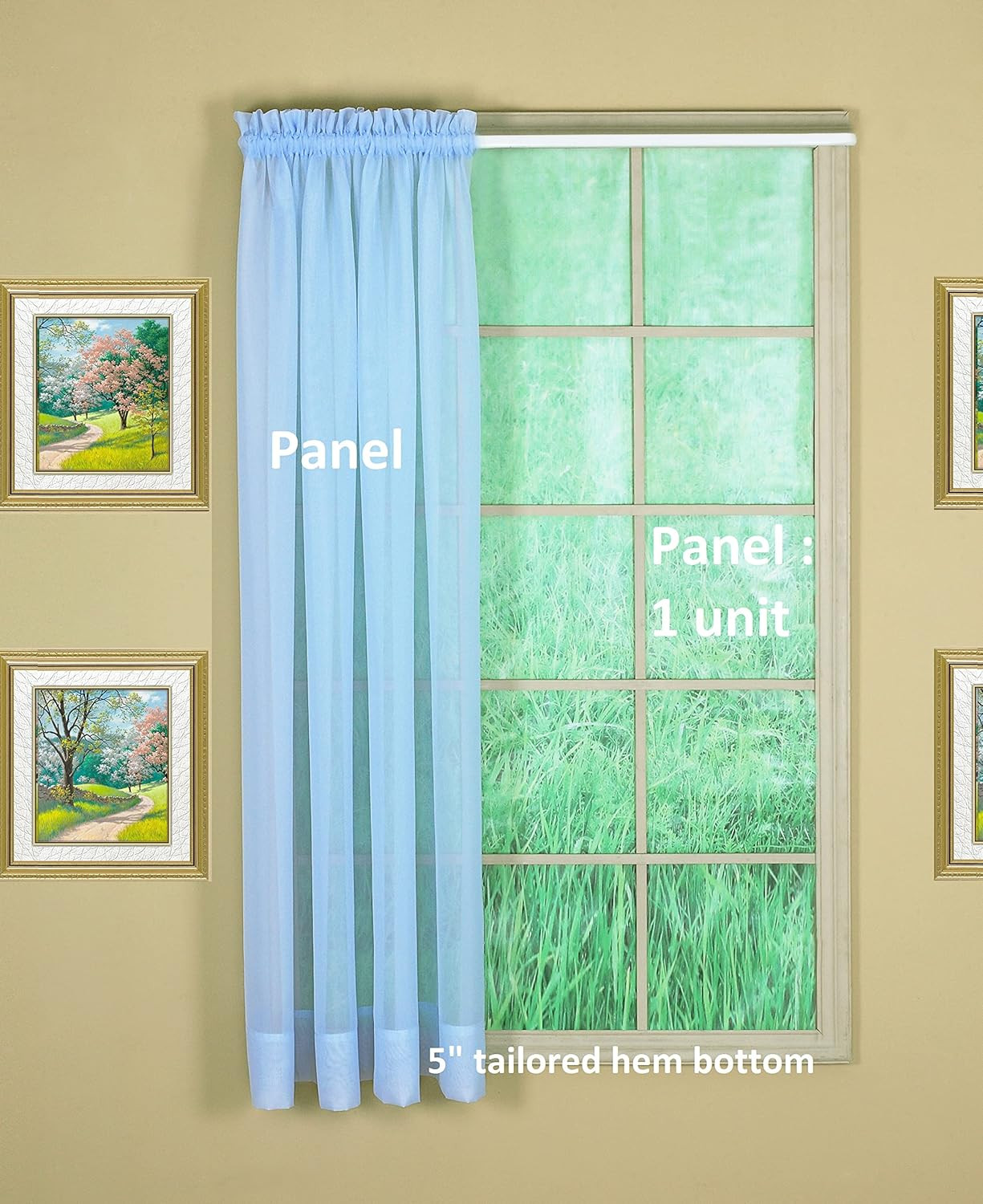 Emelia Original Voile Panel 72″, Sky Blue, 60″ W x 72″ L