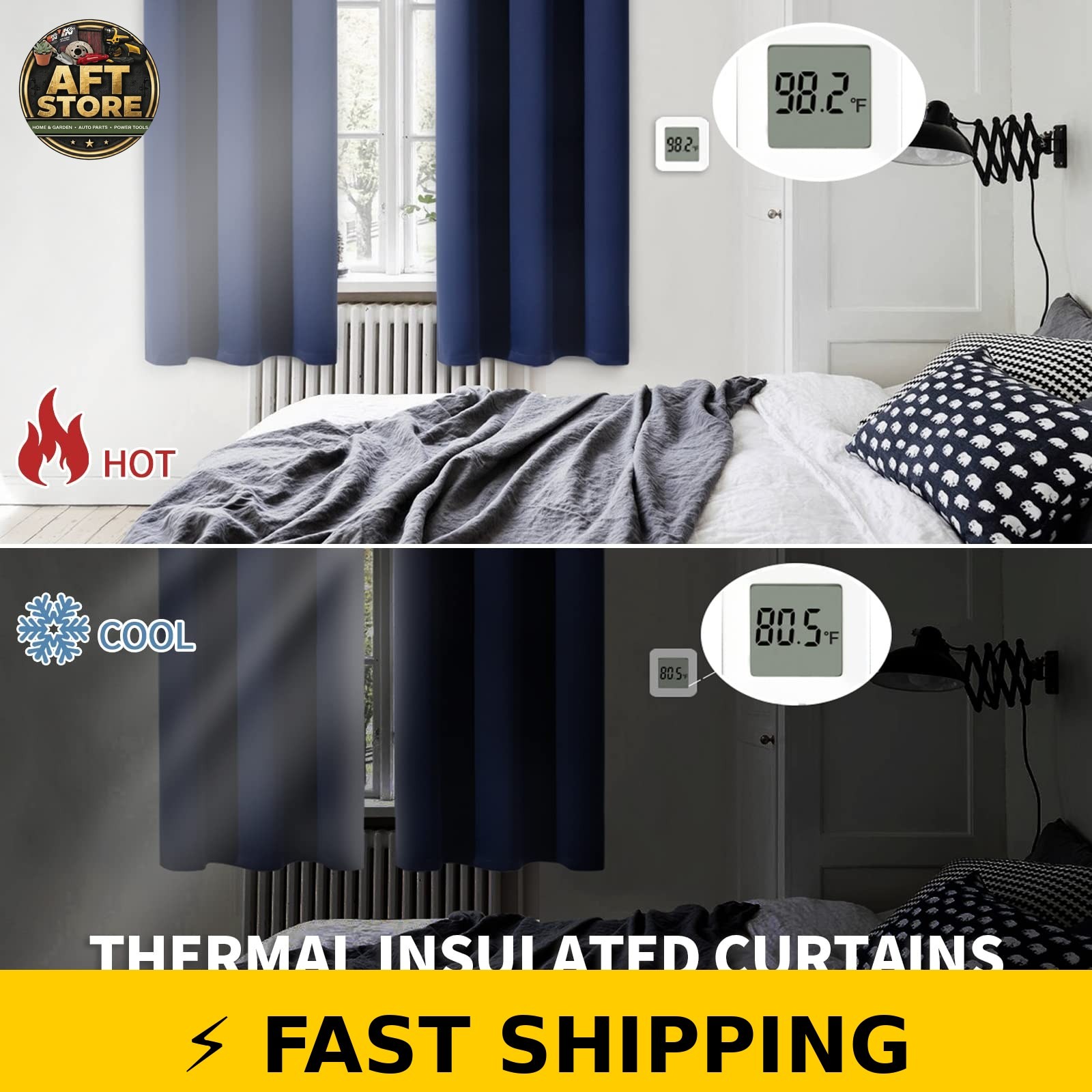 BGment Blackout Curtains 63 Inch Navy Blue Grommet 2 Panels