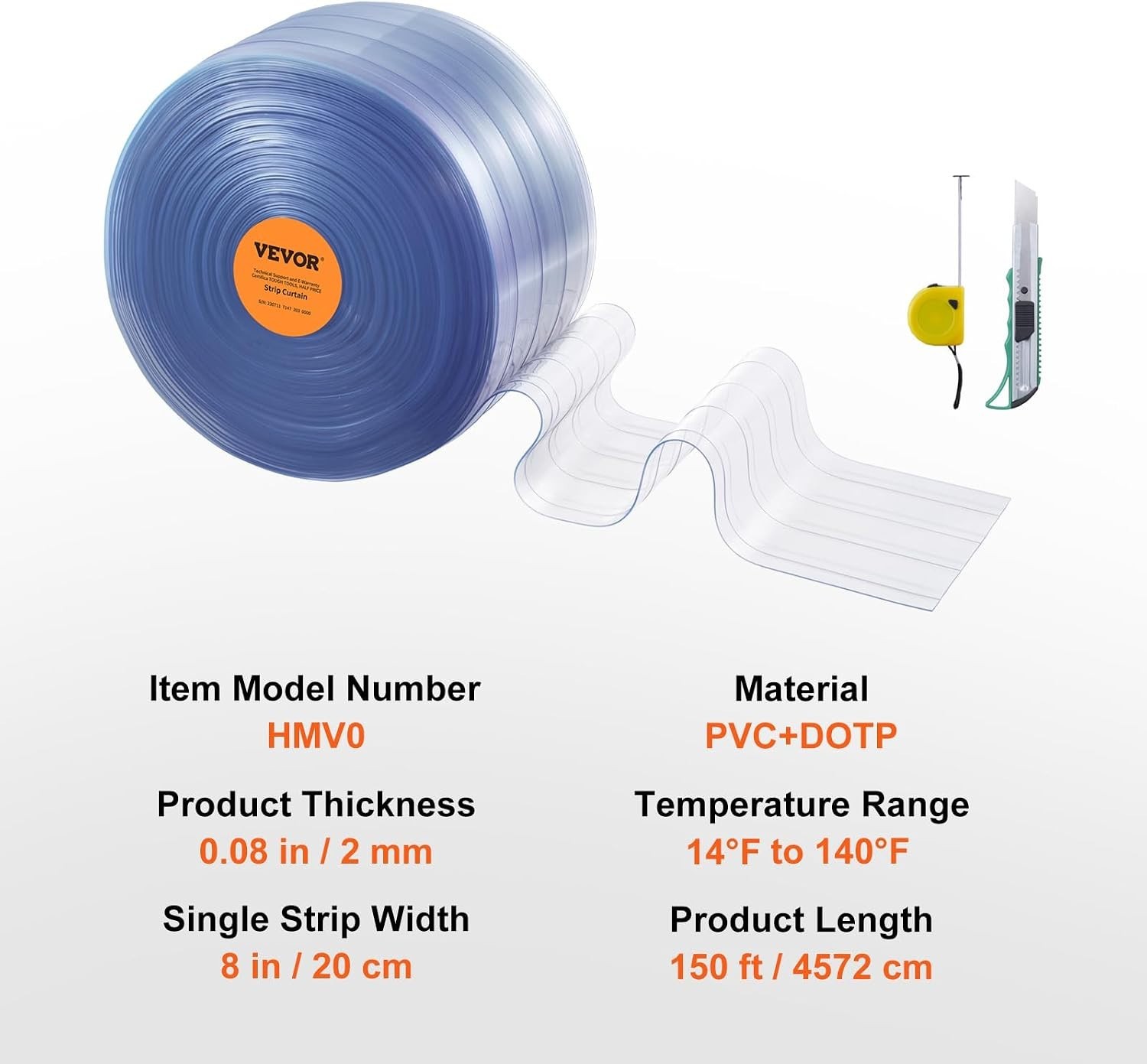 Durable 150′ x 8” PVC Strip Curtain – Ideal for Commercial Freezers & Pet Doors