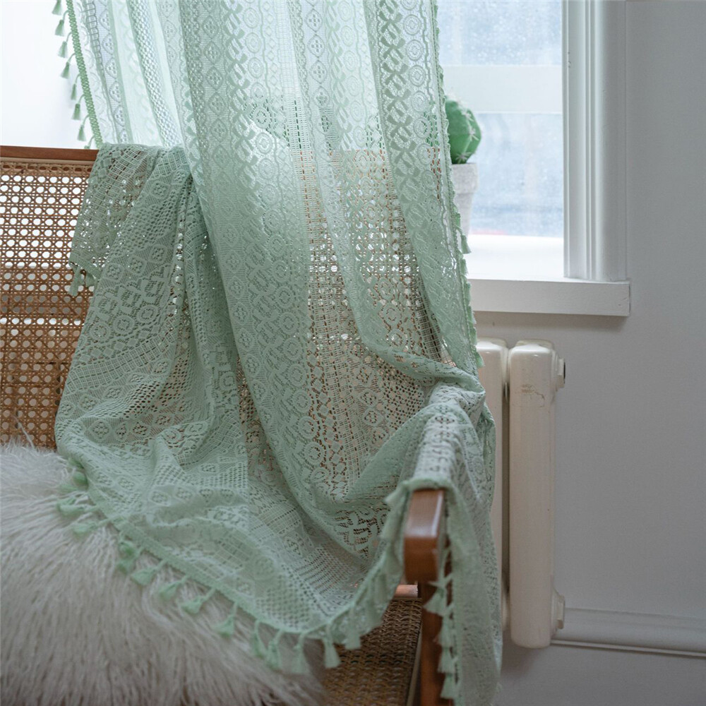 Crochet Transparent Hollowed Out Living Room Balcony Bedroom Window Drape Decor
