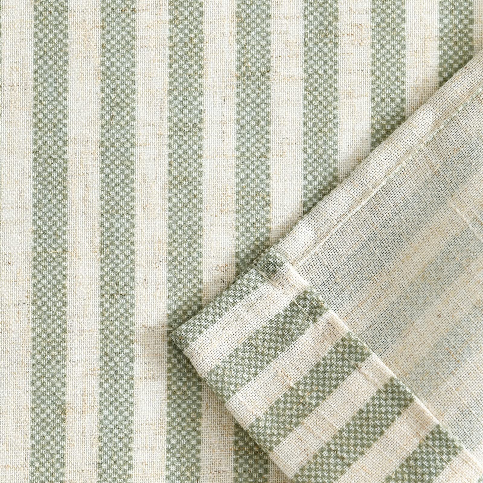 Rustic Farmhouse Linen Stripe Kitchen Valance, Light Filtering Rod Pocket Topper