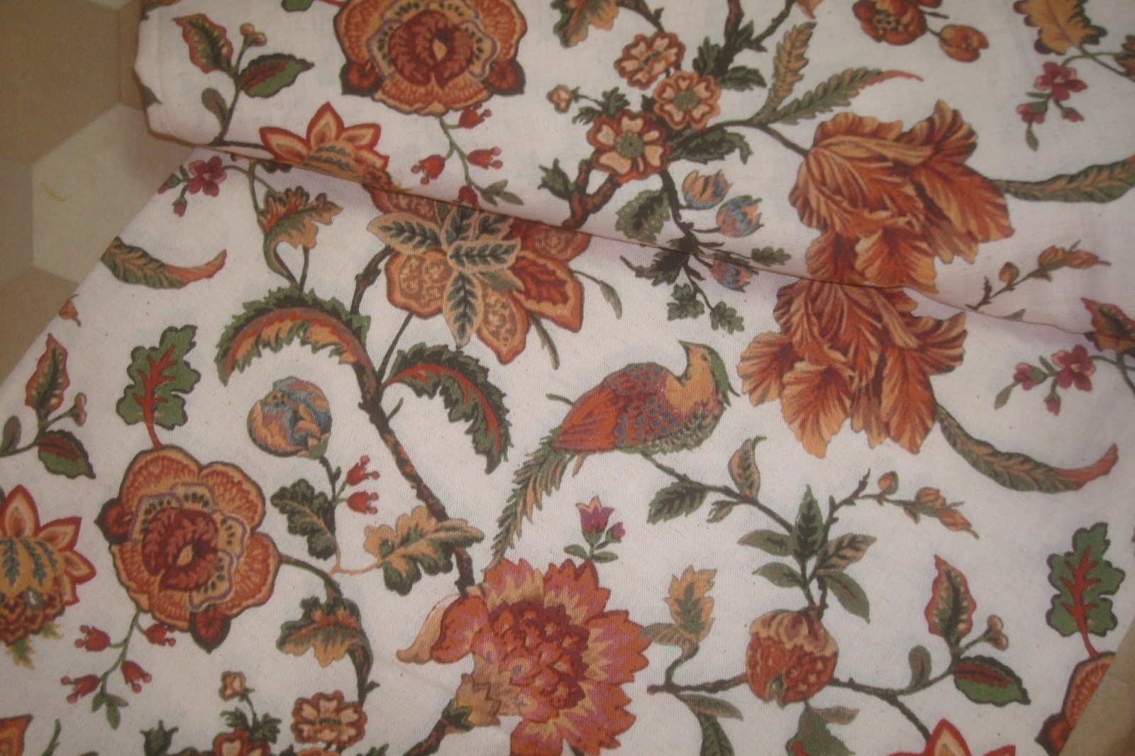 NWT Curated Kravet 2 pc Window Curtains Jacobean Birds Cotton Linen 50″ x 96″ lg