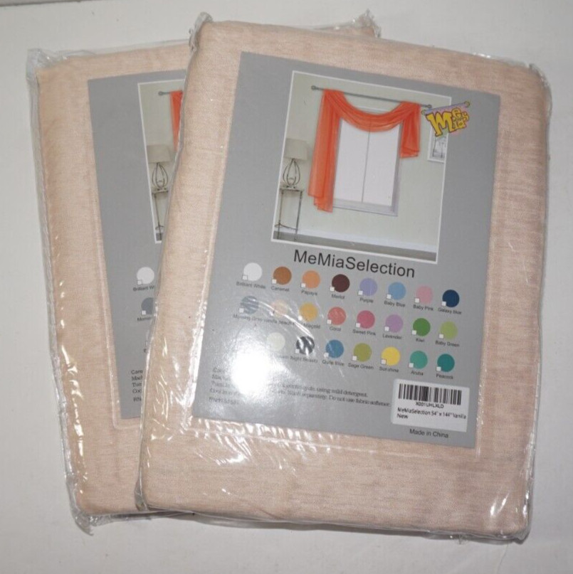 Karina Linen Textured Window Scarf 54″ x 144″ Vanilla Beige Lot of 2 Valance