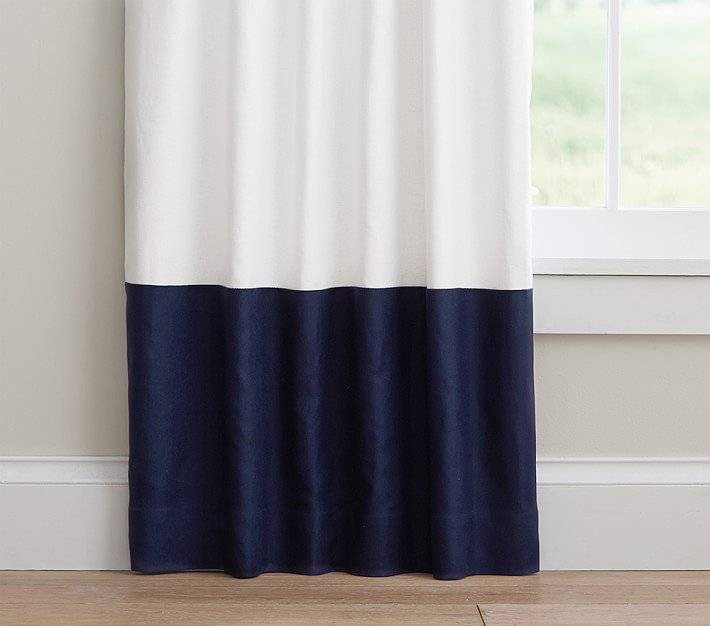 NWT Potter Barn kids Color Pop Blackout Pane 44 x 96 inches Linen Navy $109