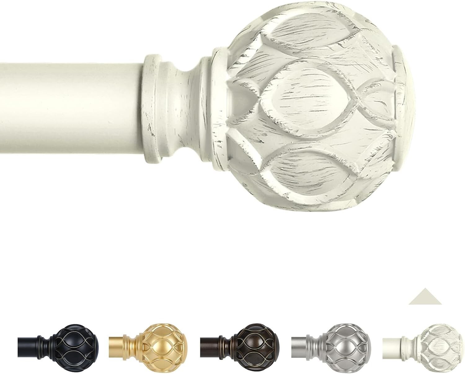 1 Inch Adjustable Antique White Curtain Rods for Windows 66 to 120 Inch 5.5-10ft
