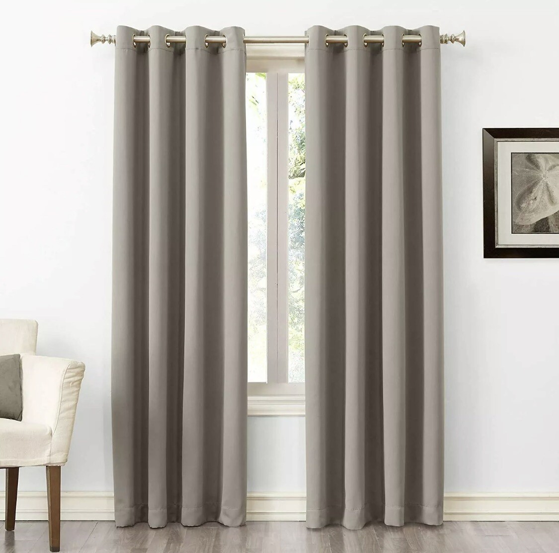 Sun Zero Easton Blackout Energy Efficient Grommet Curtain Panel, 40×95, Stone