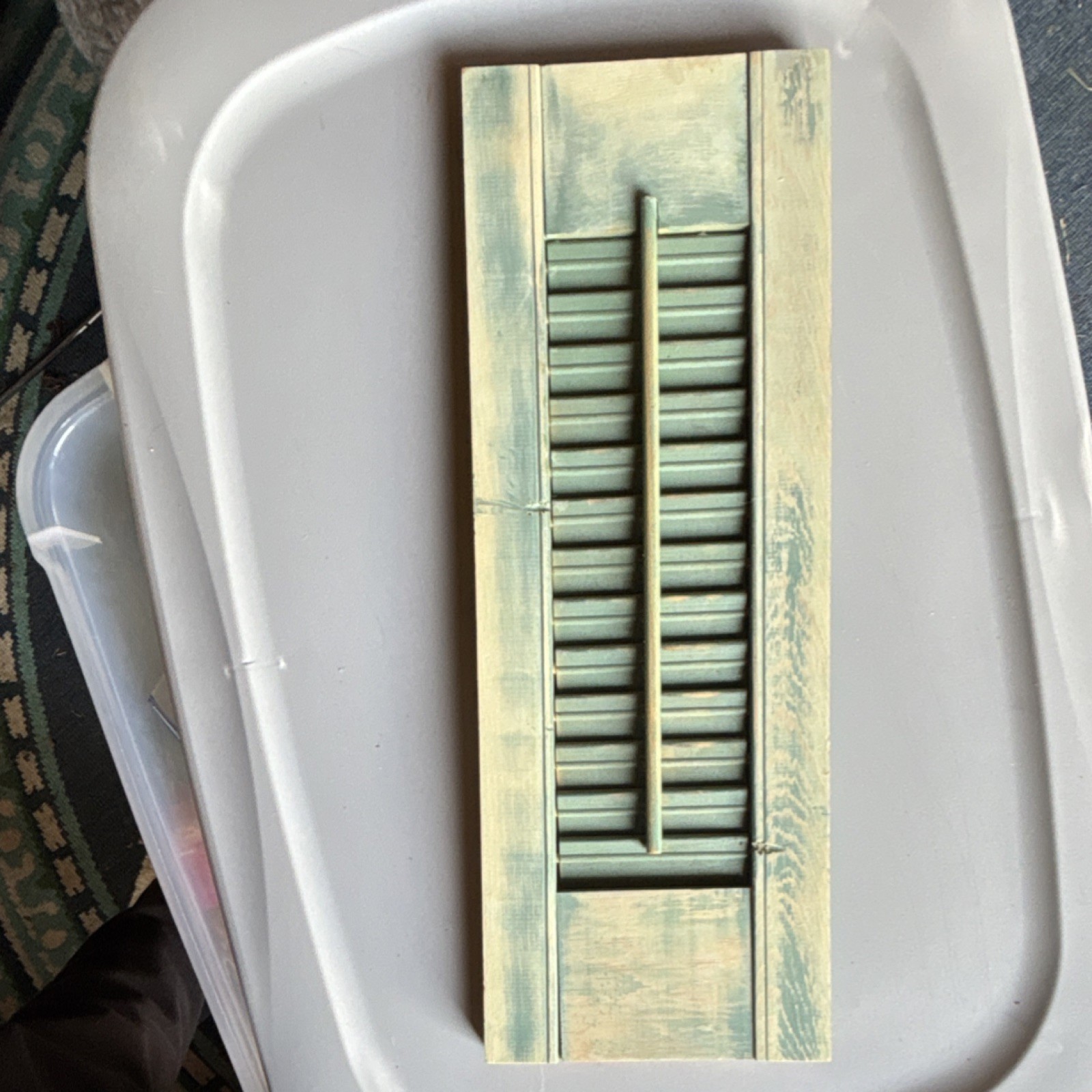 Wood Plantation Blind Green Beige Folding Visible Tilt Rod Indoor Panel