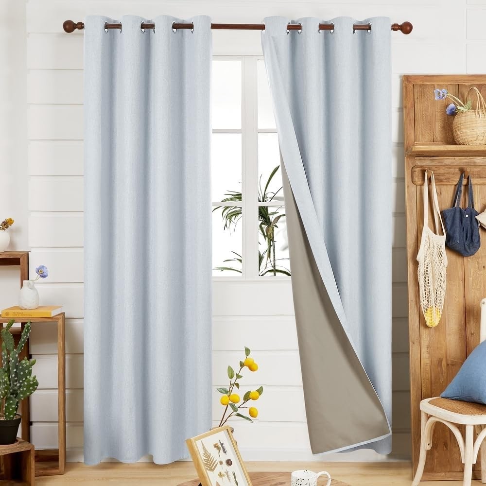 Modern & Contemporary Linen Blackout Curtains 2 Panel Set with Grommet 52″ W x