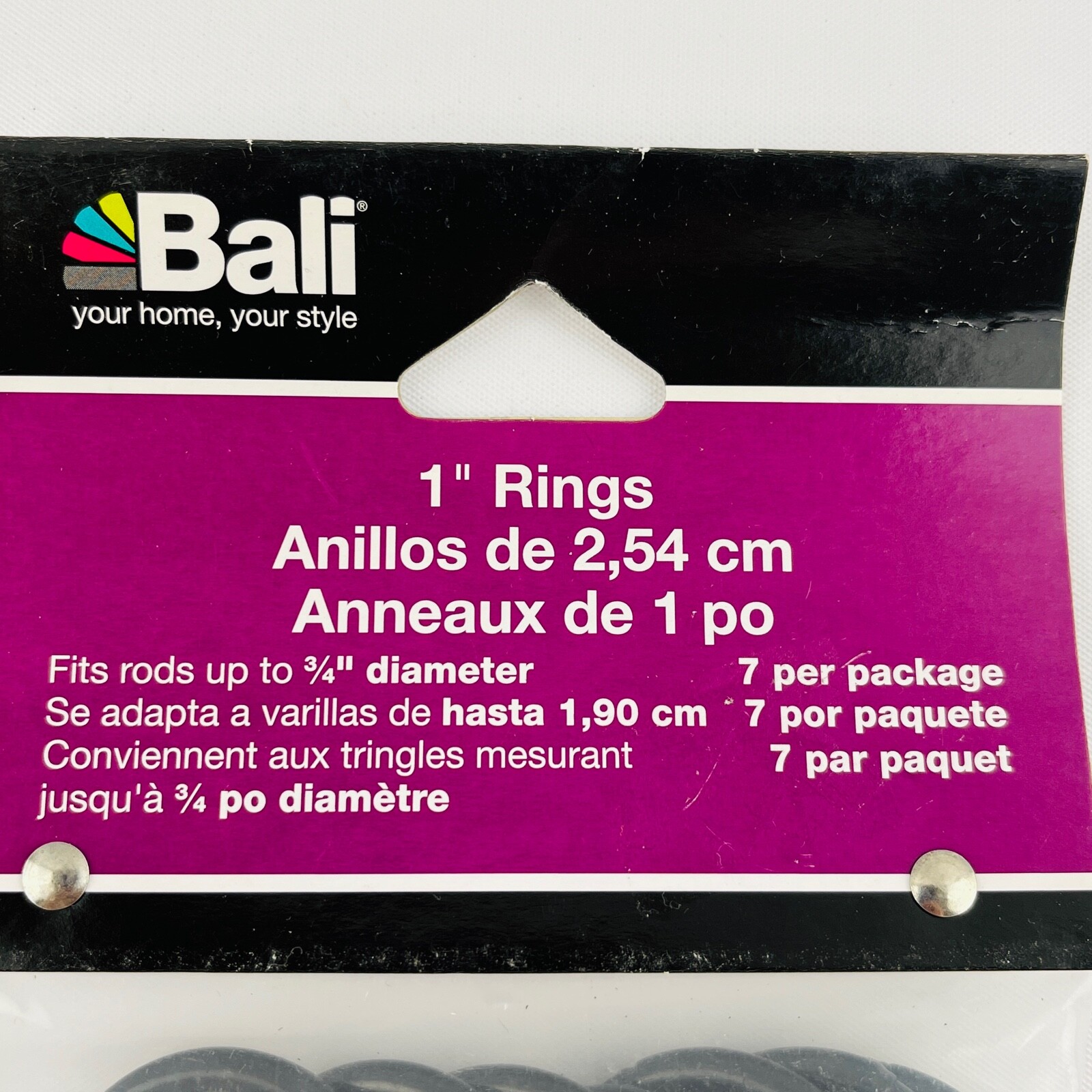 Bali 1″ Rings Black 2 Package Lot Fits 3/4″ Diameter Rod Curtain Clips Metal