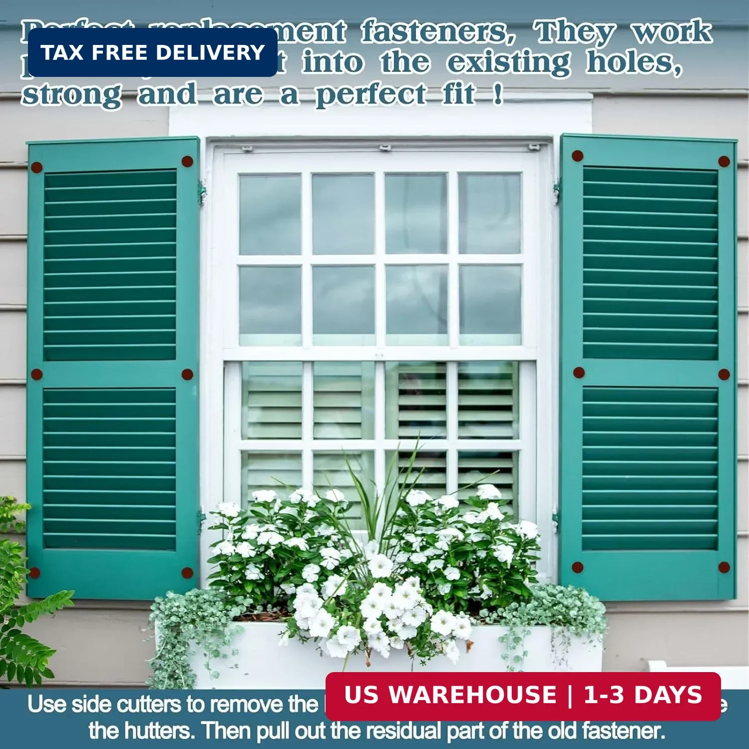 60Pcs 3 Inch Vinyl Shutter Fasteners, Window Shutter Panel Pegs Shutter Screws L