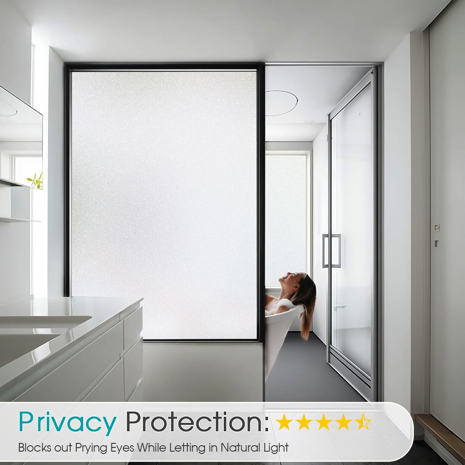 Película de privacidad para ventanas de vidrio esmerilado para baño y oficina