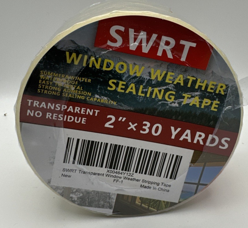 SWRT 2”X30Yd/90Ft Transparent Window Weather Sealing Tape, No Residue Window Ins
