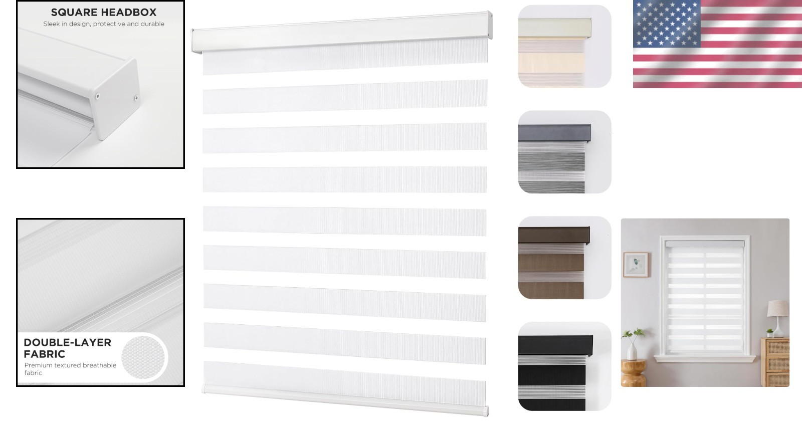 20″W x 48″H Cordless Zebra Blinds – Eco-Friendly & Fade Resistant