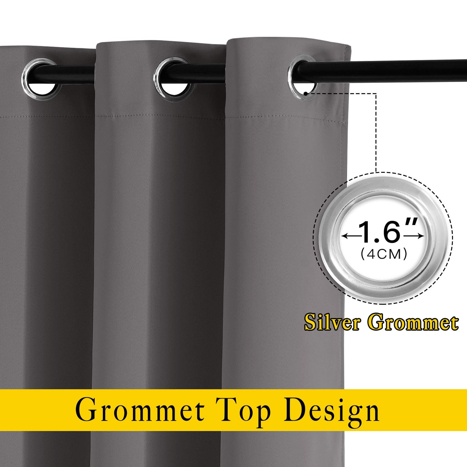 NICETOWN 84″ Gray Blackout Curtains 2 Panels 52×84