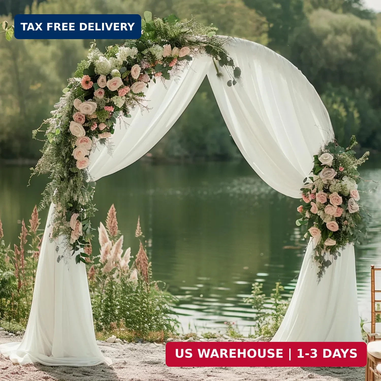 28.7″ x 20FT Ivory Wedding Arch Draping Fabric Sheer Backdrop for Ceremony