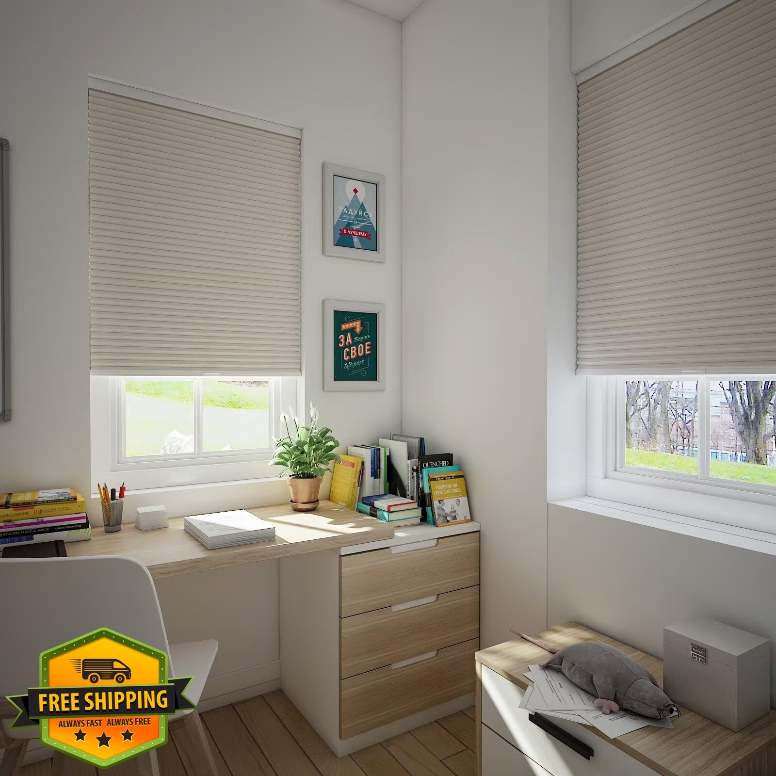 Changshade 32×64″ Beige Blackout Cellular Shade