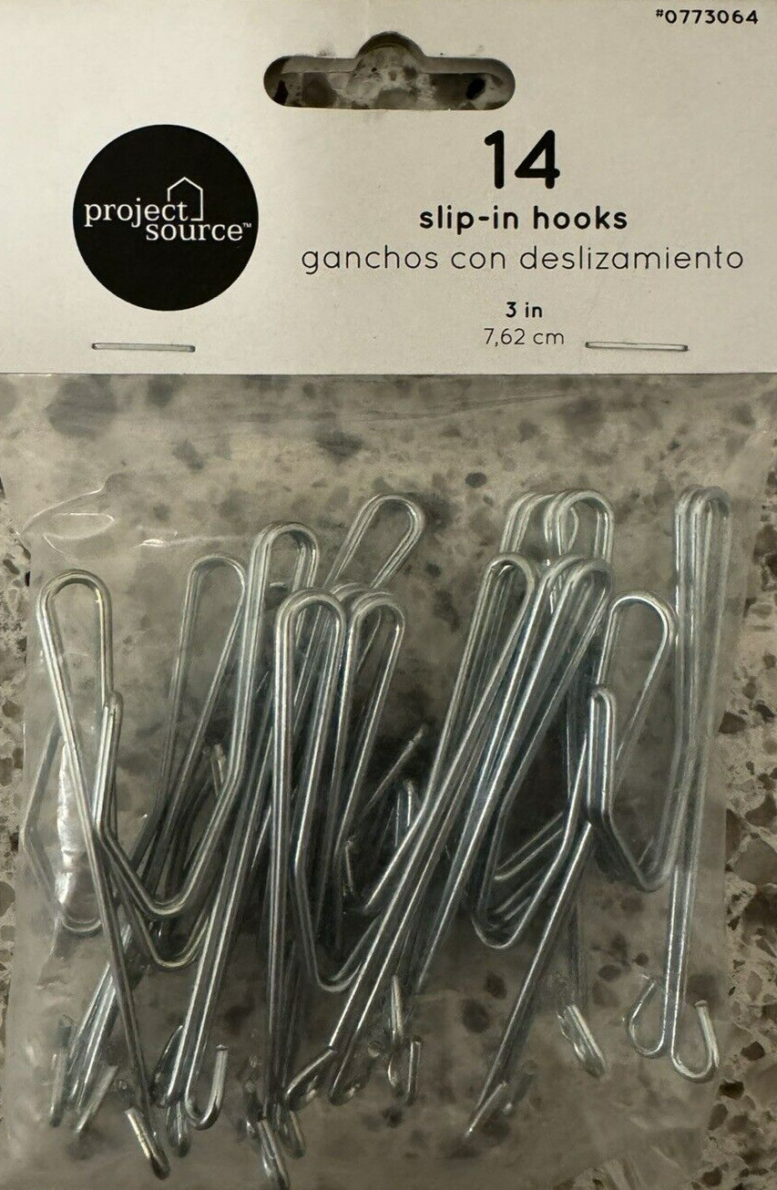 Package of 14 Project Source 3-inch Slip-In Curtain Hooks – 0773064 – NEW