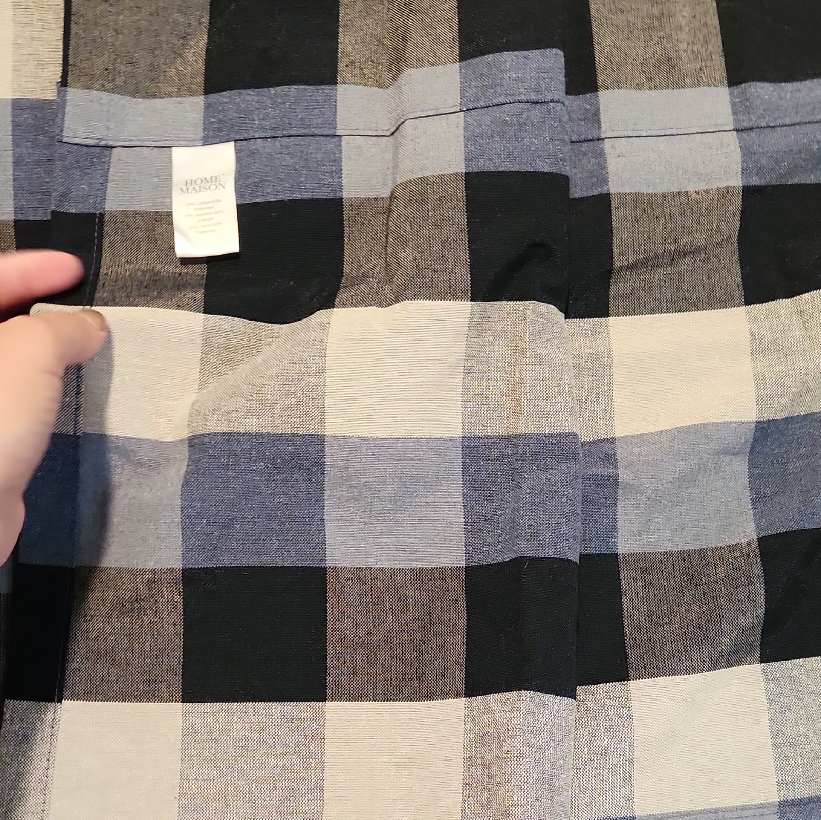 Home Maison Buffalo Plaid Check Café Curtain Tiers & Valance Set, Blue 36in