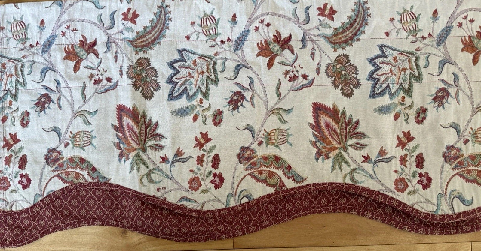 2 Waverly Scallop Layer Brocade Valances Lambrook Lambury Heather Rust Teal