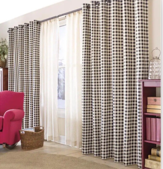Thermalogic™ Black Buffalo Check Grommet-Top Curtain Pair 80″ X 95” NWT