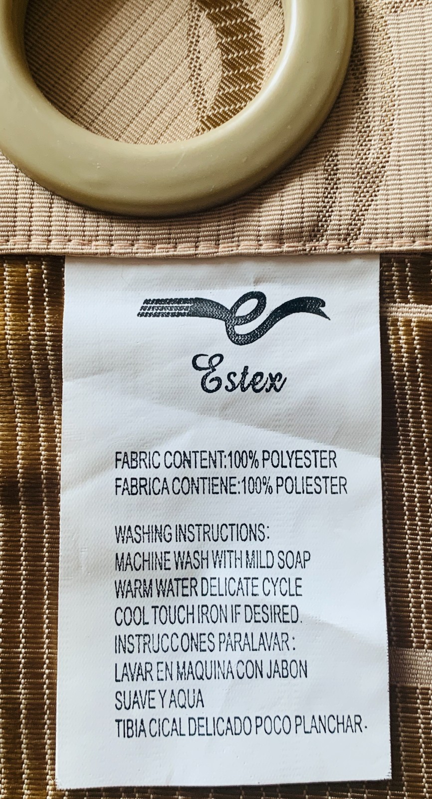 Estex One Pair of Grommet Window Panels Beige/Brown 100% Polyester 58” x 84”