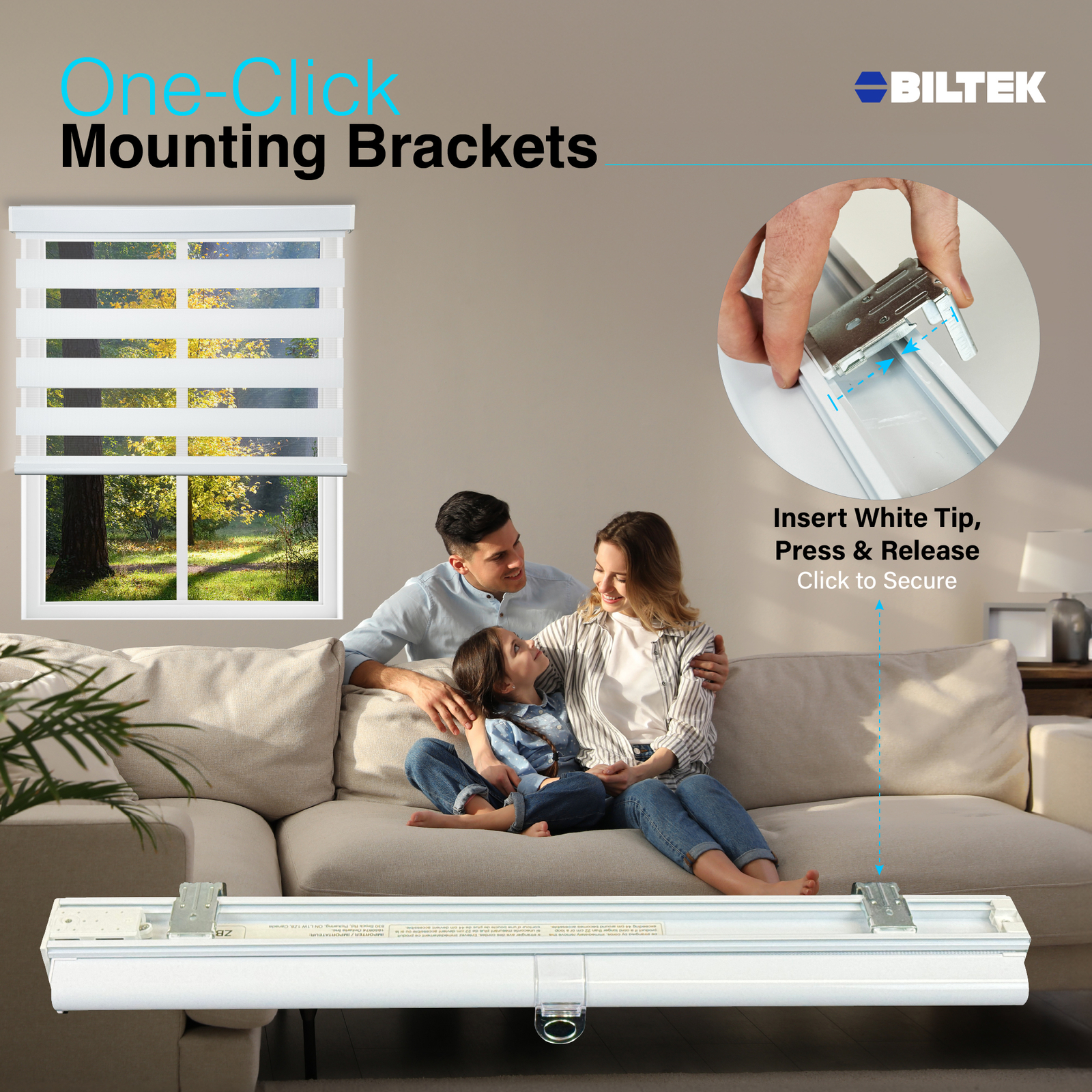 Cordless Zebra Roller Blinds Shades Sheer or Privacy – White, 20″ to 72″W x 72″H