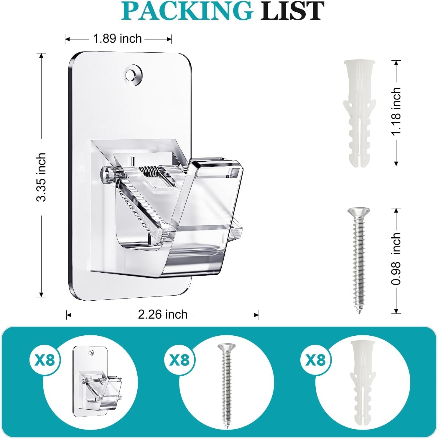 Heavy Duty No Drill Rod Hooks – Holders for Bathroom Bedroom