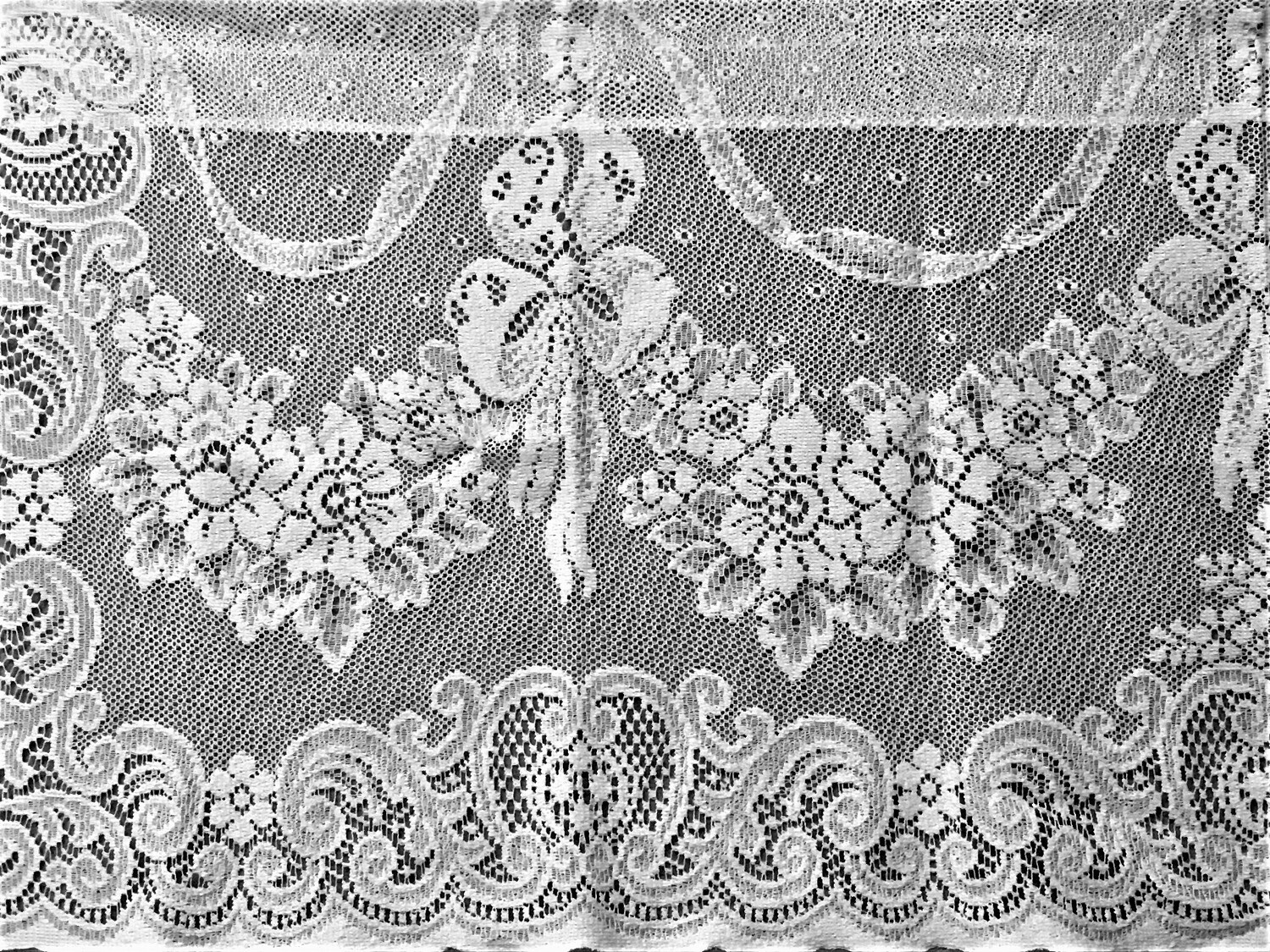 Ayshire Lace Valance White Cotton Blend 60″ x 18″ Livingroom Bedroom