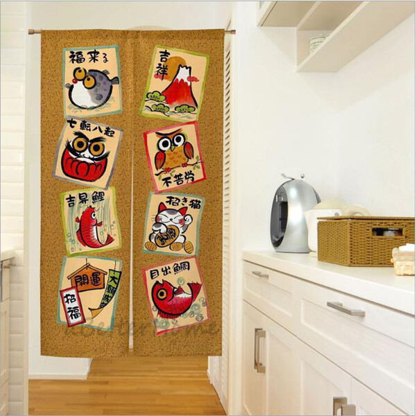 Cute Lucky Animals Print Doorway Curtain Room Divider Tapestry House Door Drapes