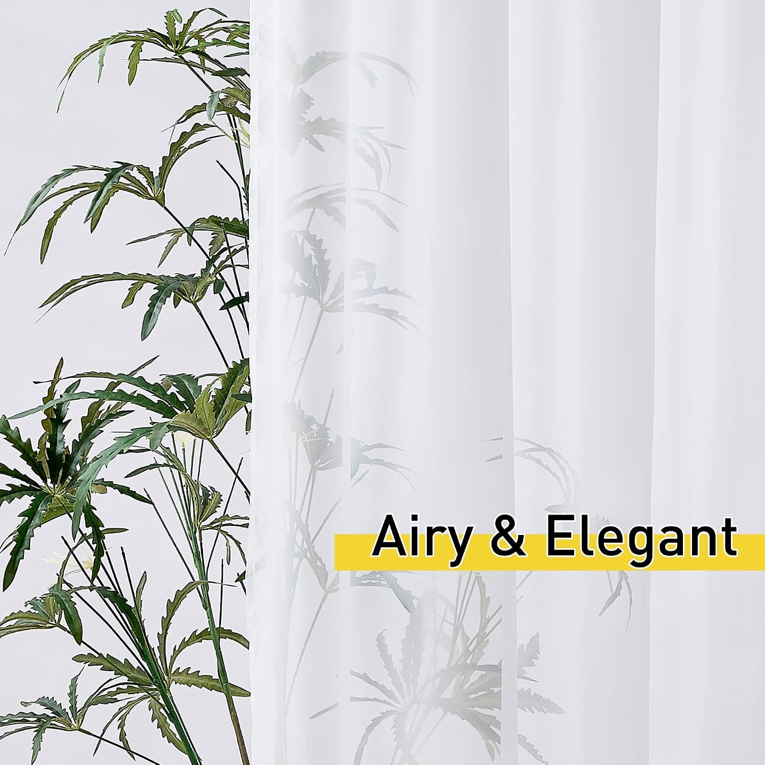 White Outdoor Waterproof Sheer Tab Top Patio Curtains 54″W x 84″L Pure White