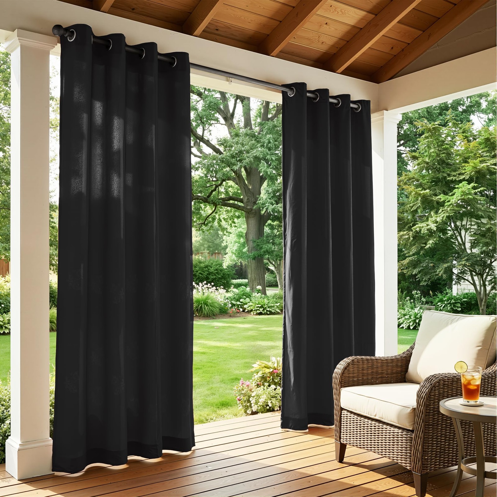 Set of 6 Outdoor Curtains for Patio Waterproof, Breathable Grommet Privacy Panel