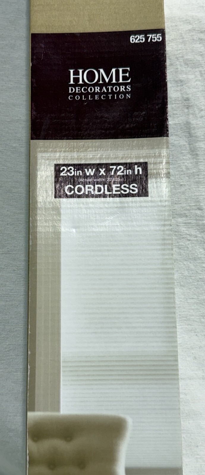 HDC Cordless Light Filtering Cellular 23″ W x 72″ L Shade in Snow Drift, NEW