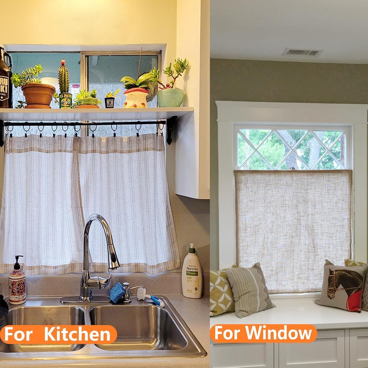 Window Tension Rod 28-40 Inch Adjustable Black Alloy Steel Set of 2 Easy Install