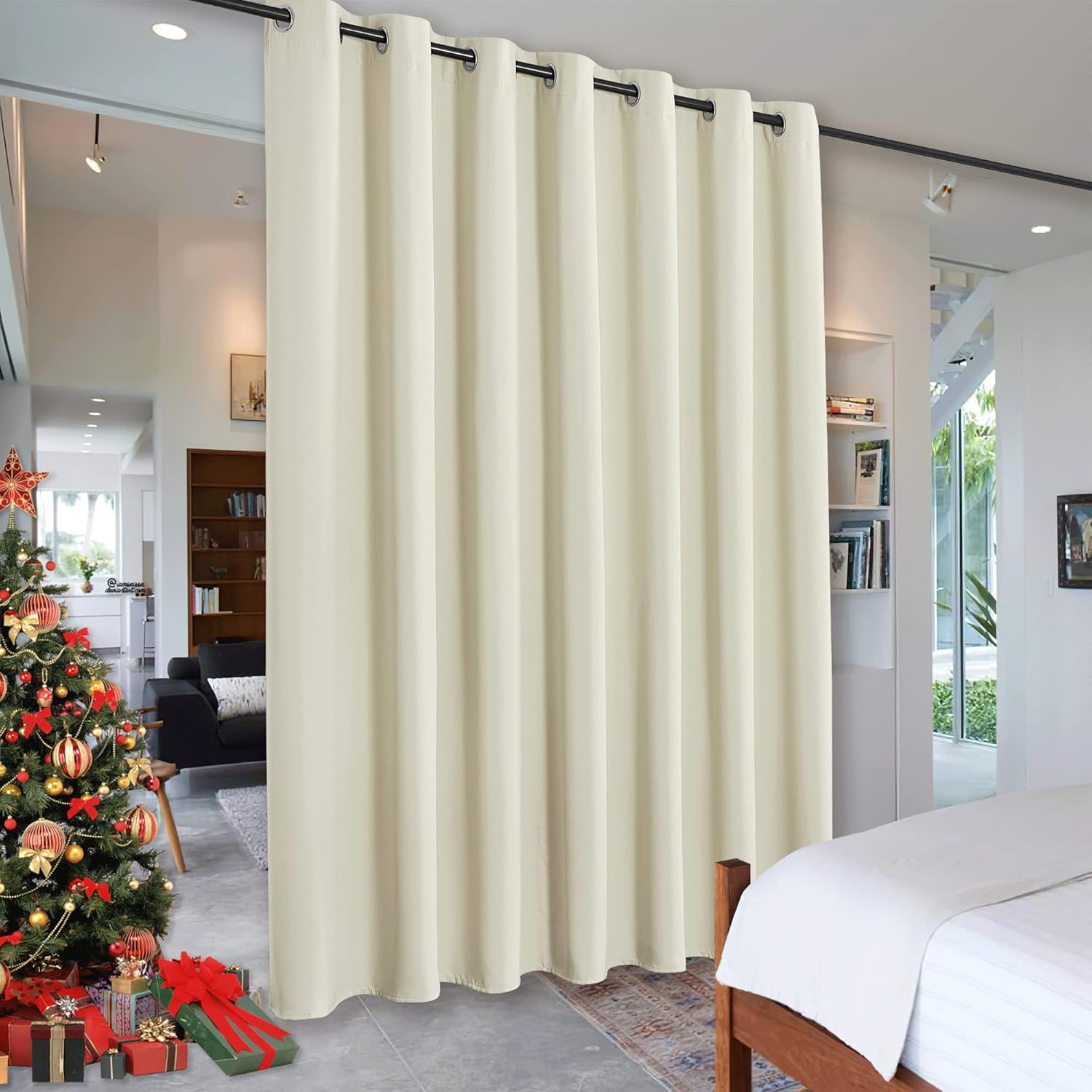 Light Beige Blackout Divider Curtains, 150″x96″, Noise Reducing, 1 Panel
