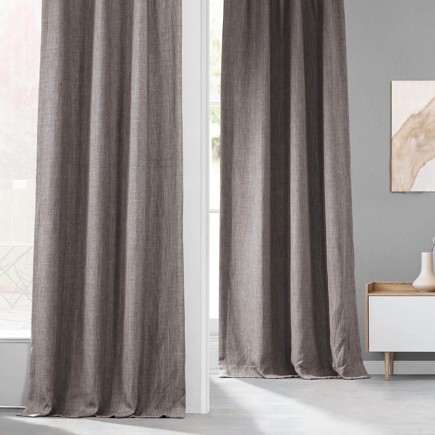 1 Panel Mink 120″L x 50″W Linen Darkening Curtains For Bedroom Living Room