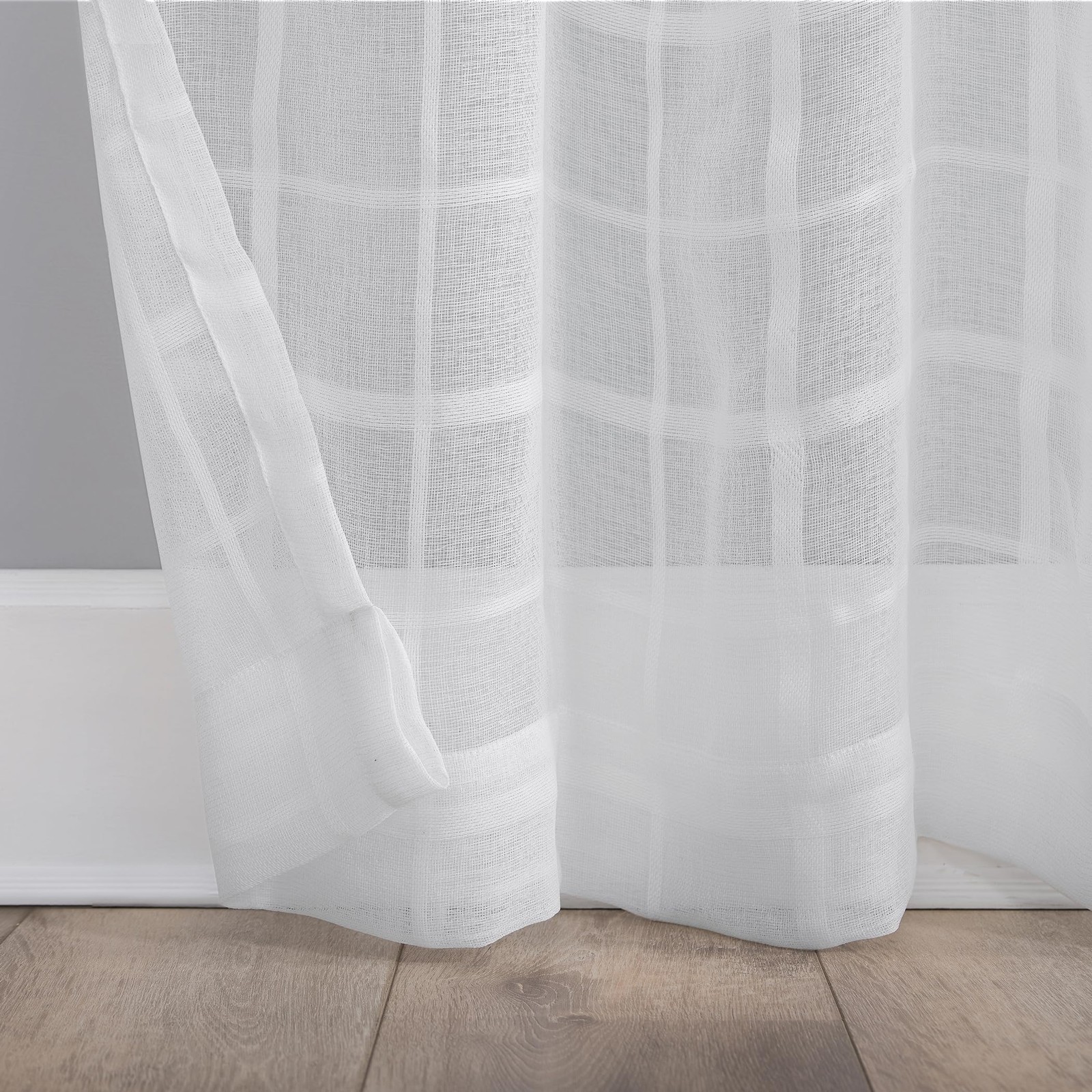 Clean Window Windowpane Plaid Anti-Dust Allergy/Pet Friendly Sheer Curtain