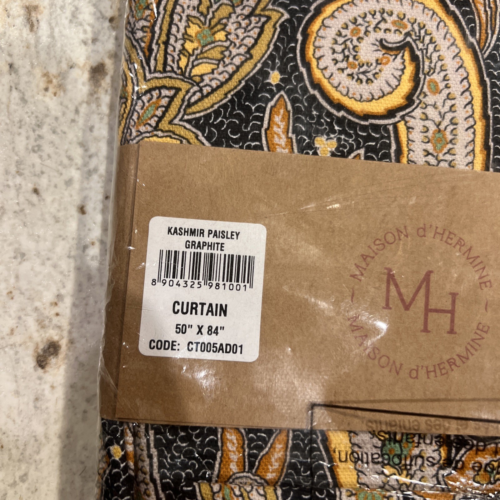 1 pack Maison d’ Hermine 100% Cotton Curtains – 50″x84″ Kashmir Paisley Graphite