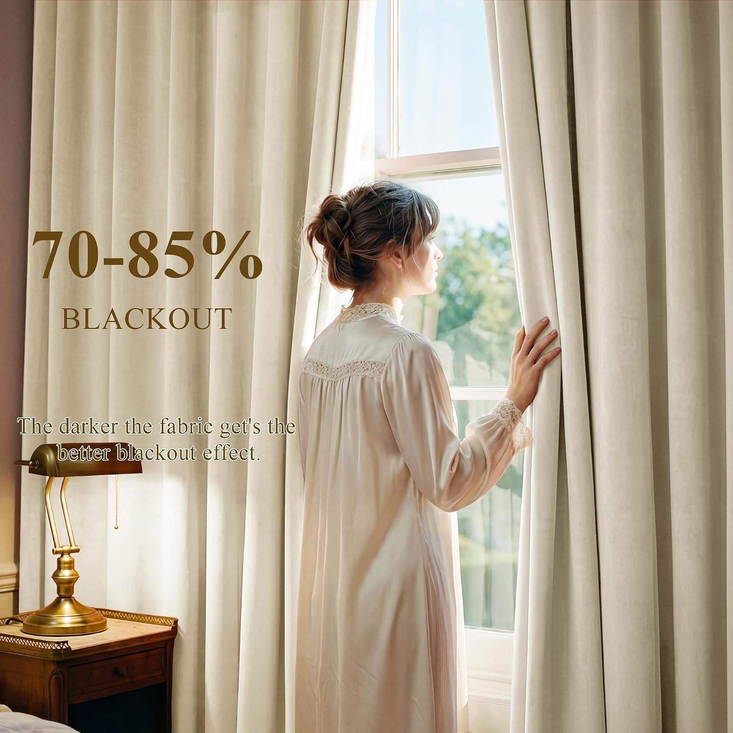 StangH Beige Doorway Curtains 84 inch Long Velvet Light Dimming Thermal Insulate