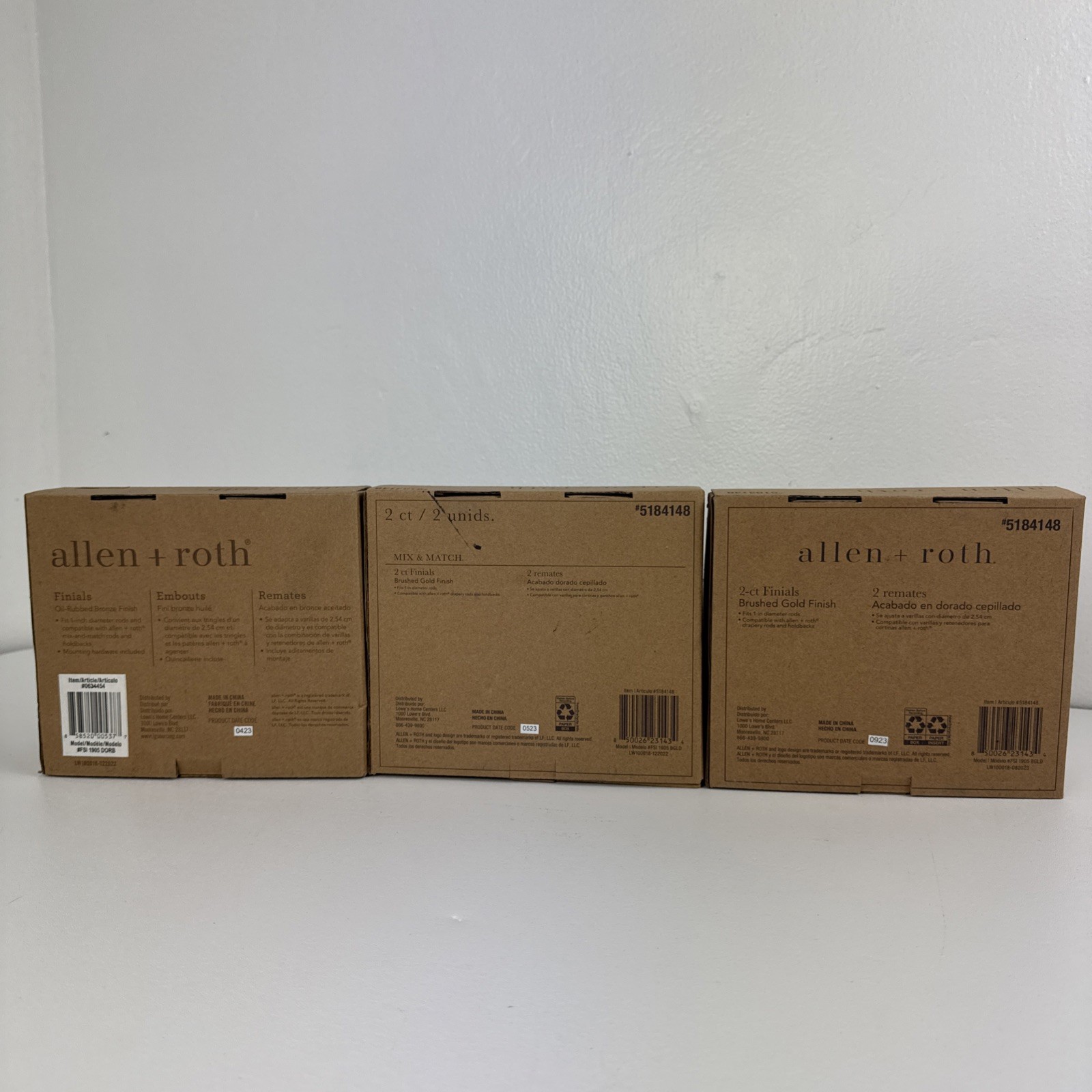 6 Count Allen + Roth Finials For Curtain Rods Decorating Bronze & Gold Finish