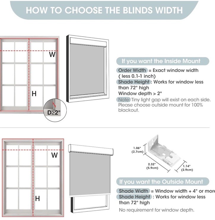New Canisteo Smart Motorized blinds With Remote 100% Blackout, Grey, 20”W X 72″H