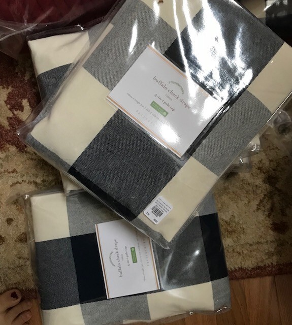 Pottery Barn Buffalo Check Drapes Set 2 Charcoal Gray 50x 96 Pair Curtains More+