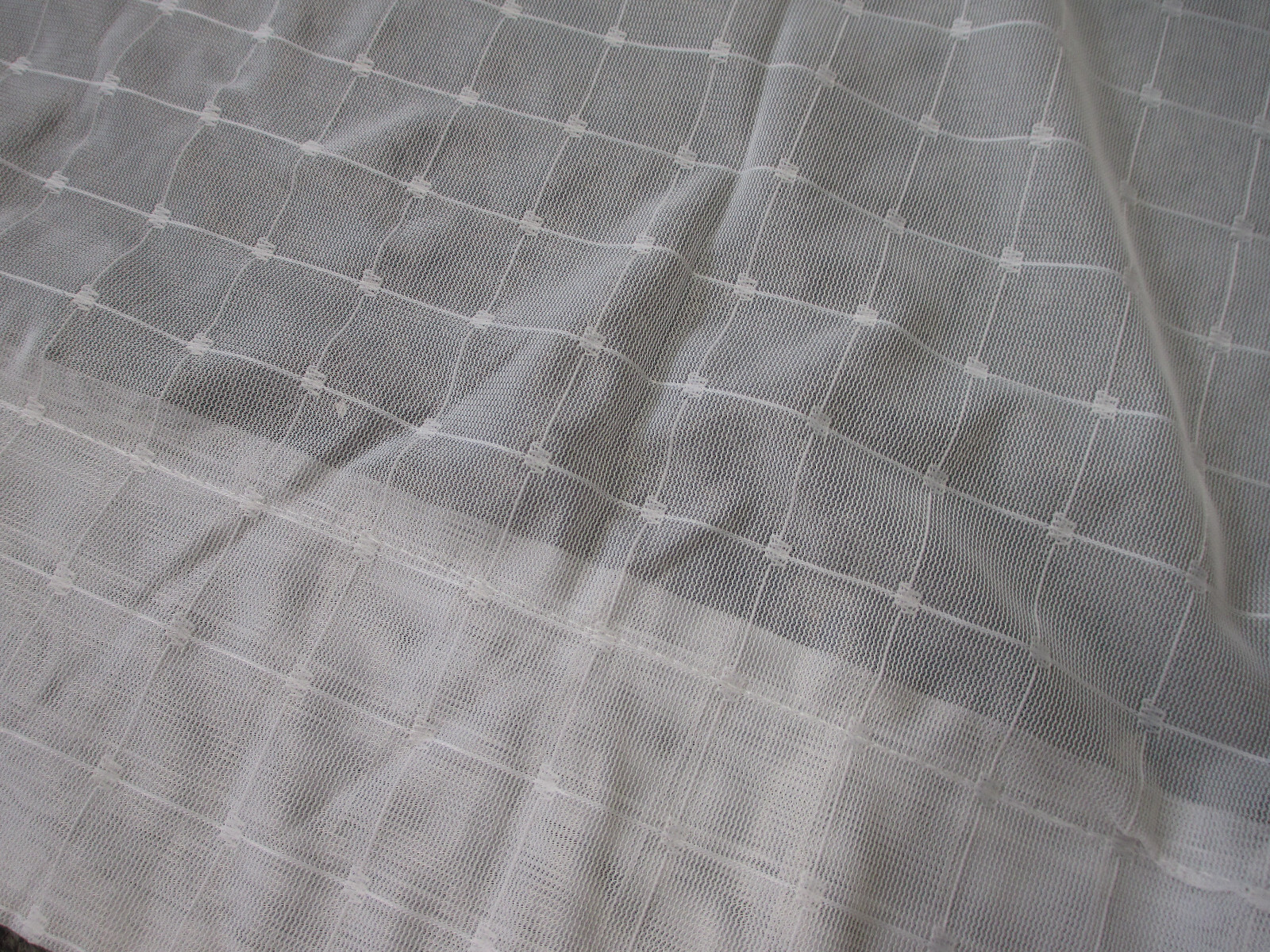 54″ x 58″ White Sheer Curtain Panel, Square Print, Unbranded