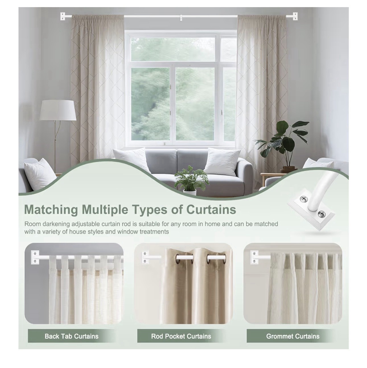 Hei!Dear Blackout Curtain Rod for Windows 48 to 84 inch (4-7Ft), Wrap Around 5/8