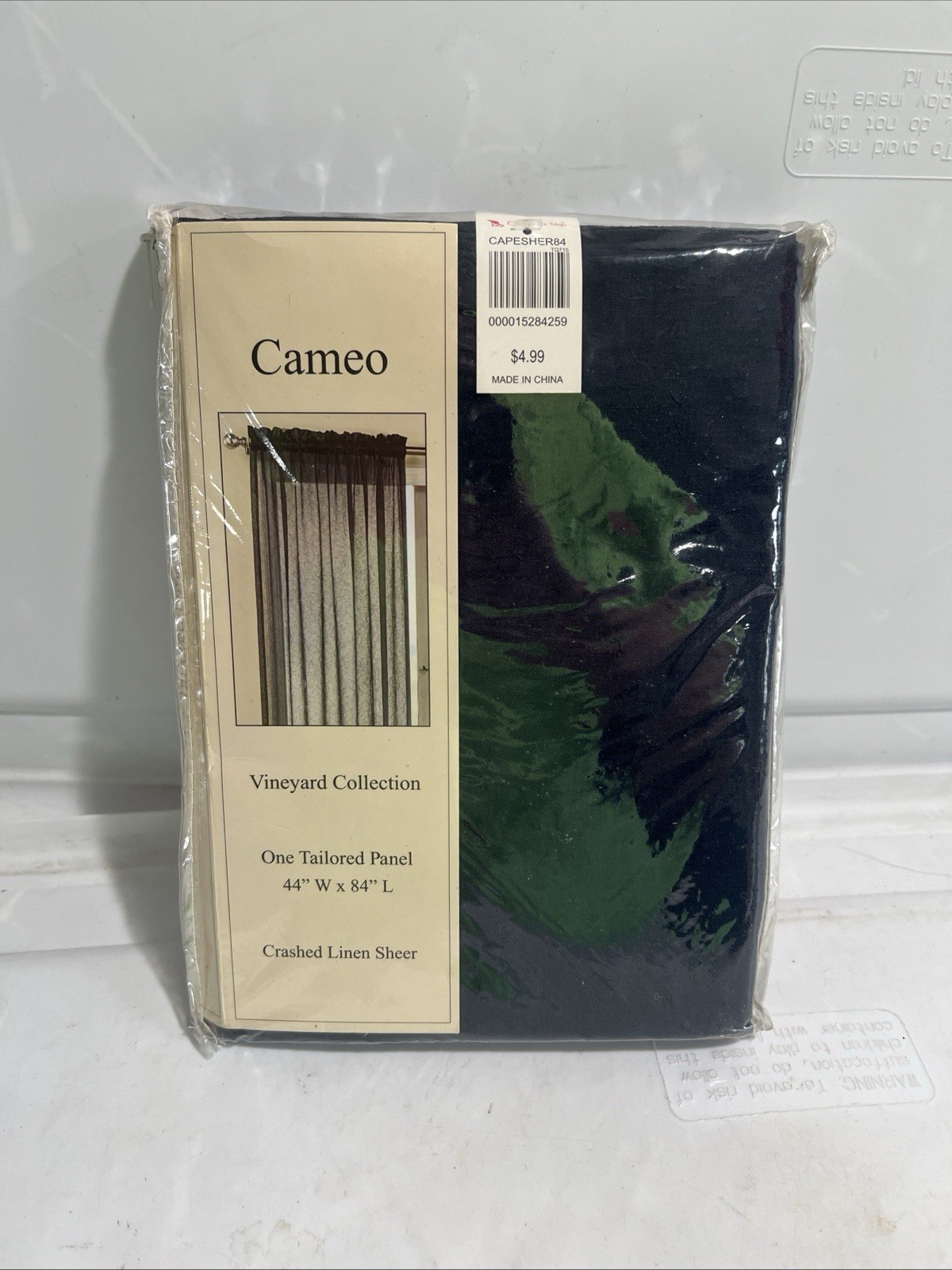 Cameo Vineyard Collection One Tailored Panel 44”x84” Crashed Linen Sheer Blue