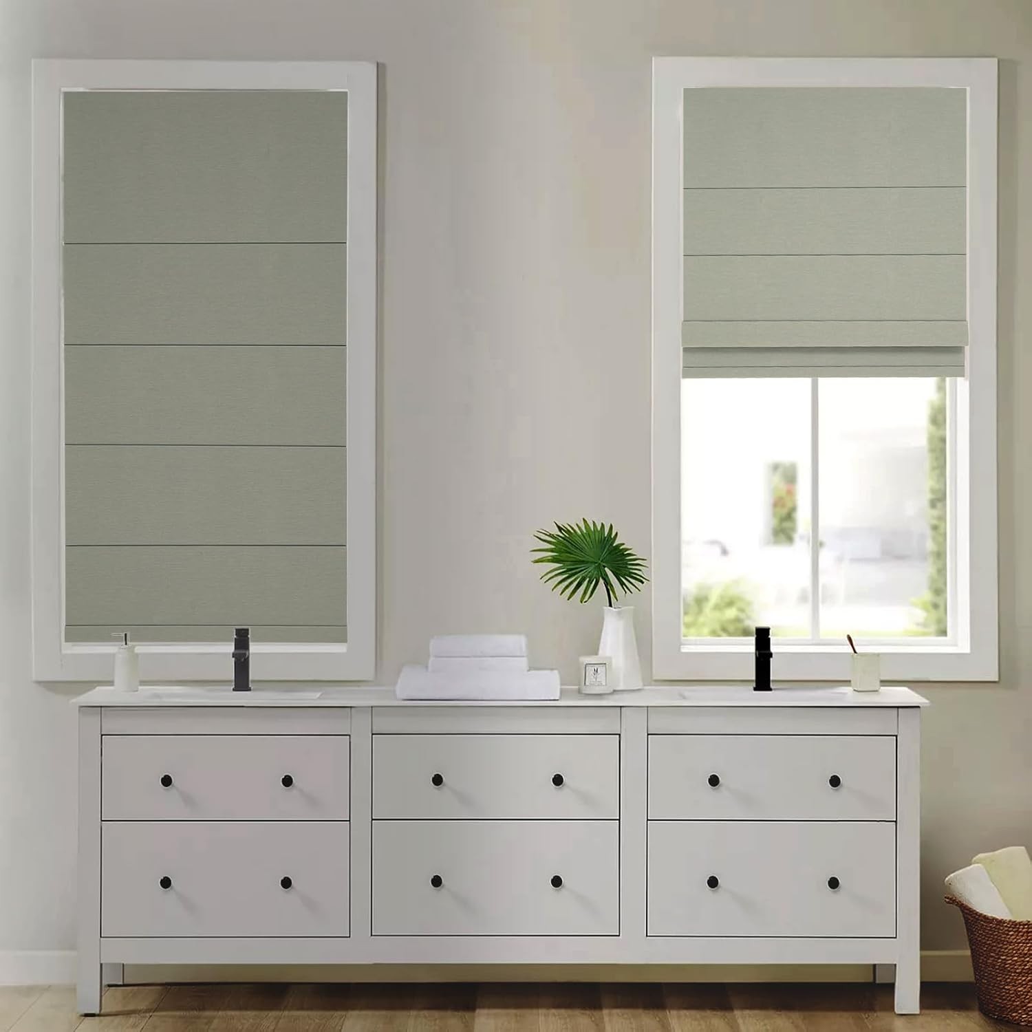 Changshade CUSTOM Cordless No Drill No Tools Roman Blinds Window Shades-Blackout