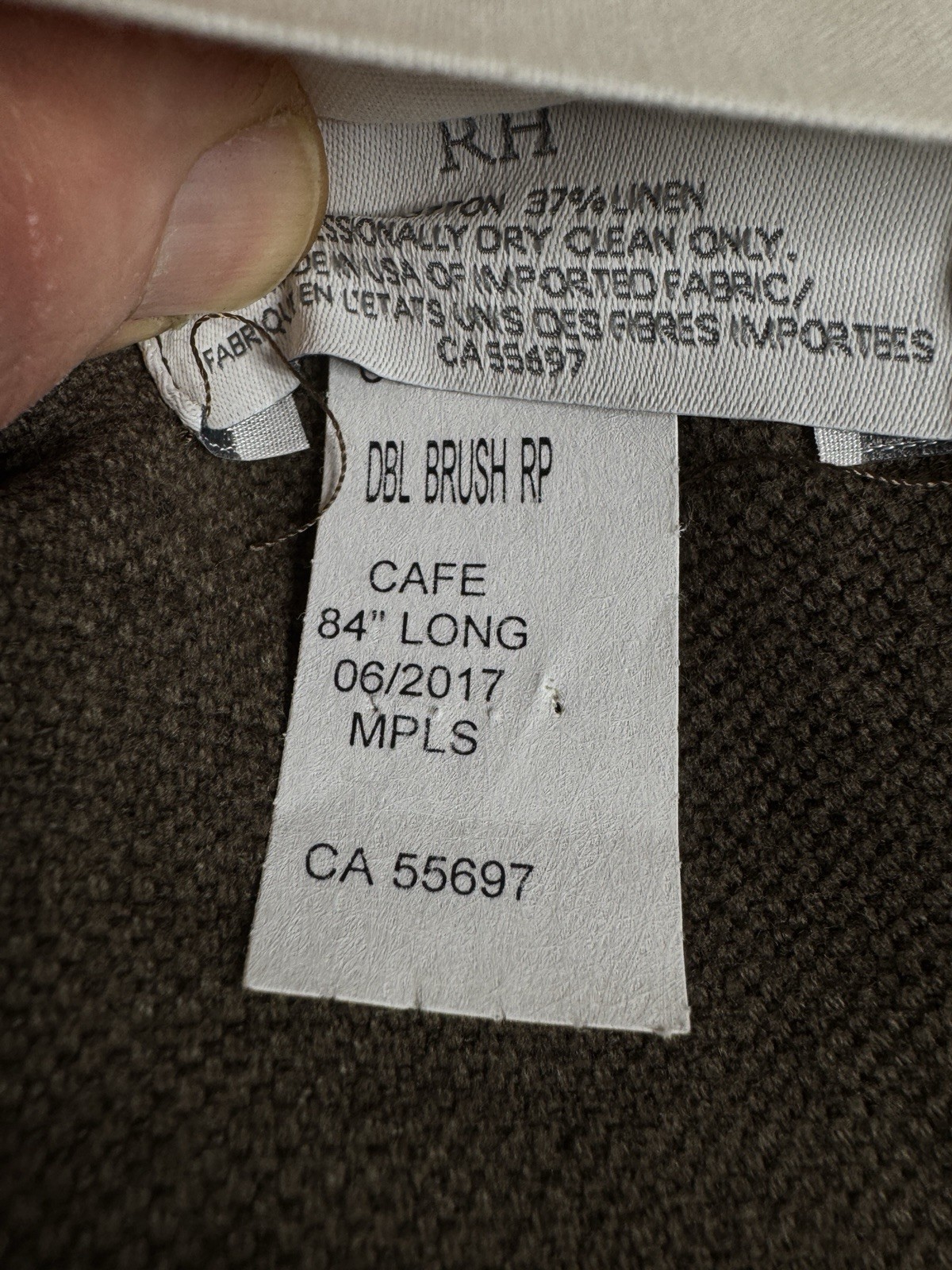 Restoration Hardware Brushed Belgian Linen Cotton Drapery 100″W x 84”L Cafe $519