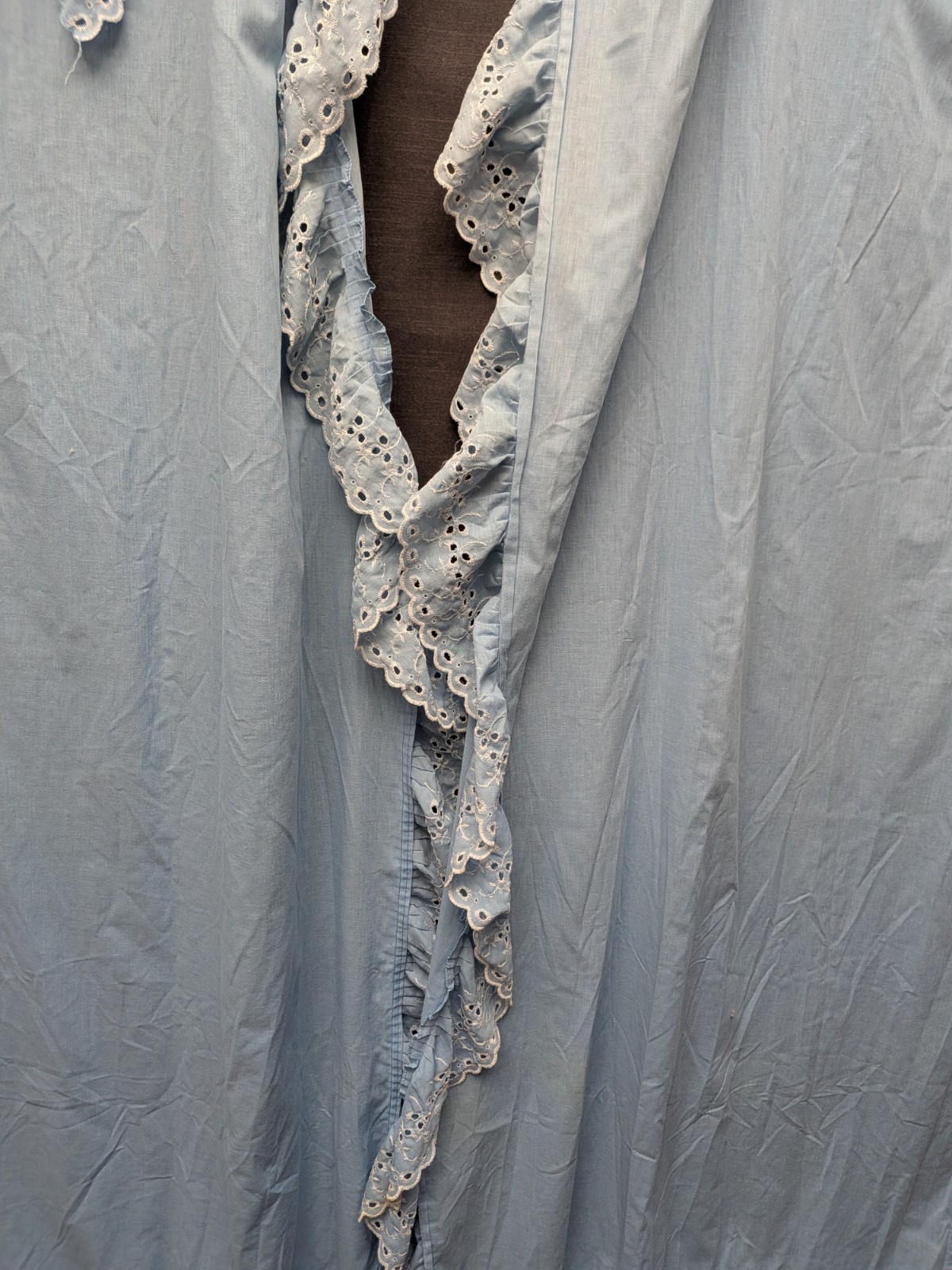 Country Shower Curtain/Valance 1 Piece Blue Eyelet Lace 80s Granny Core Kitchen