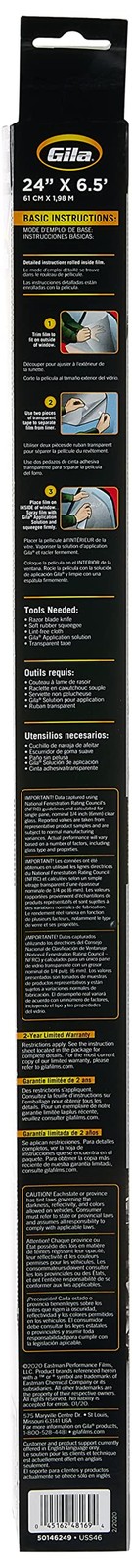 Gila Heat Shield Plus 35% VLT Window Tint, 2ft x 6.5ft 35% Vlt Dark Smoke