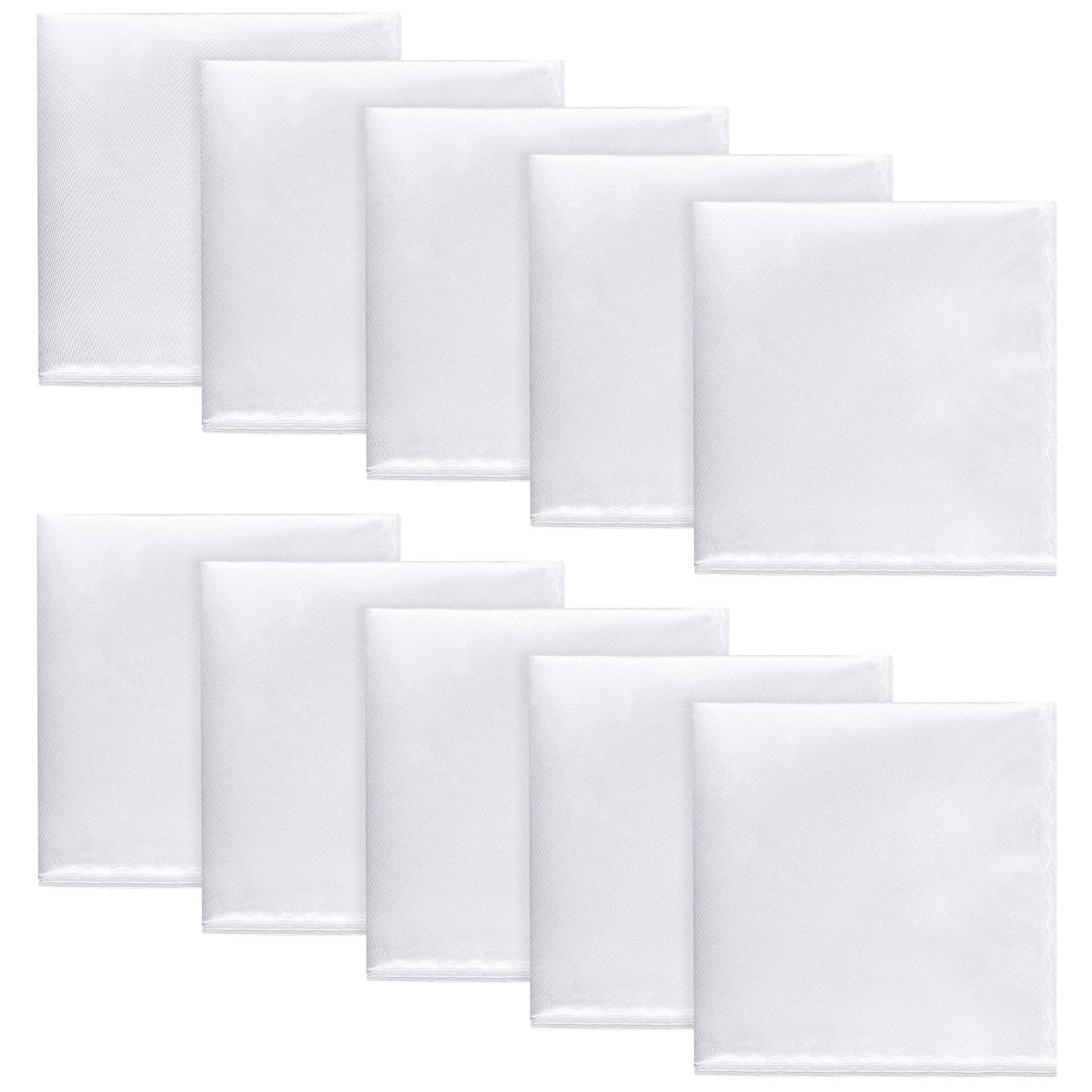 Tarpop 10 Pcs Pocket Squares for Men Suit 22 x 22 cm, White