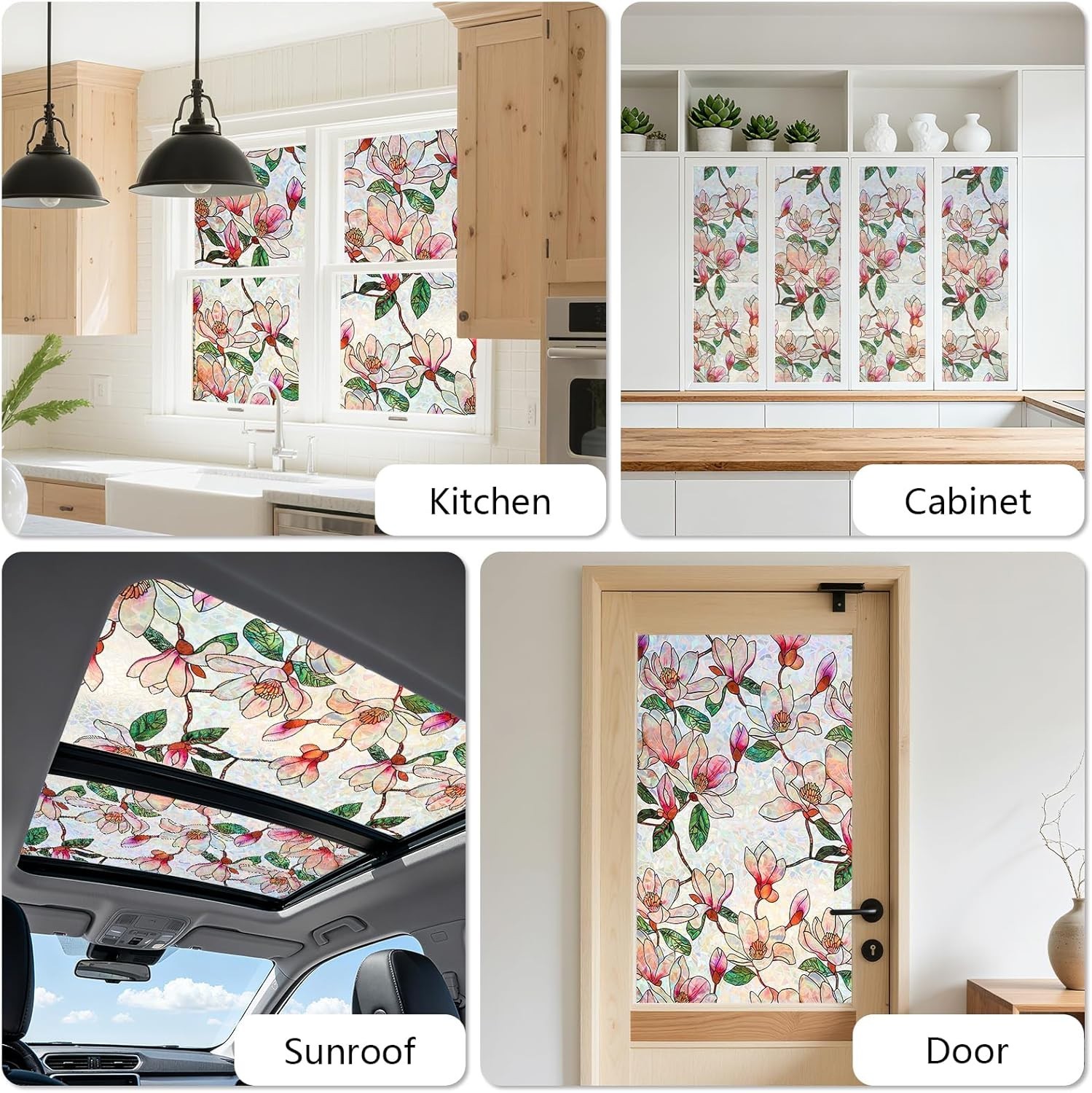 Window Privacy Film, Stained Glass Sticker Floral Window Clings, Decorative S…